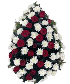 Coroana Funerara Trandafiri Rosii ieftina livrare rapida