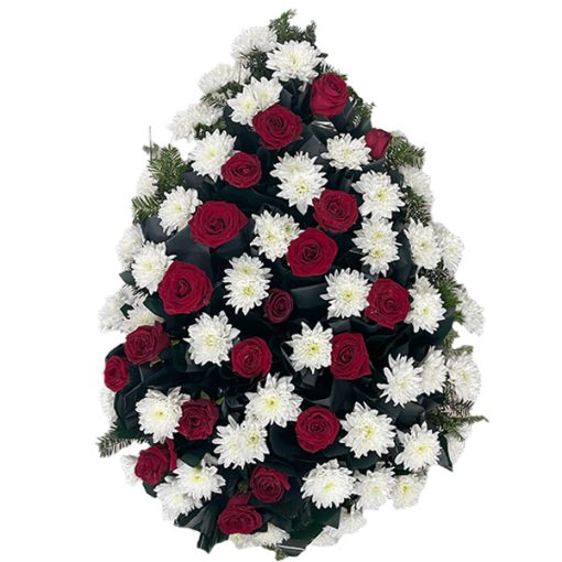 Coroana Funerara Trandafiri Rosii ieftina livrare rapida
