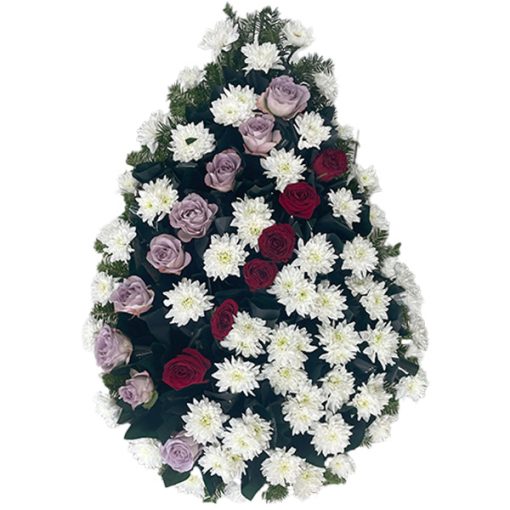 Coroana funerara trandafiri mov si rosii online