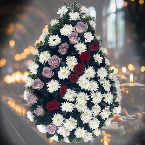 Coroana funerara trandafiri si crizanteme ieftina online