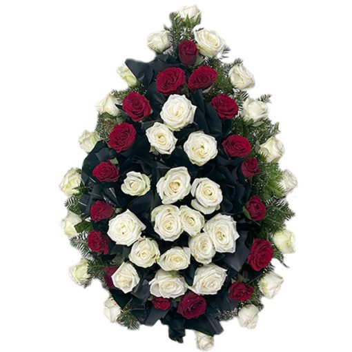 Coroana funerara trandafiri livrare Bucuresti si Ilfov