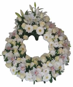Corona funerara rotunda alba