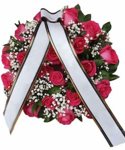 Coroana funerara de flori trandafiri roz Craiova